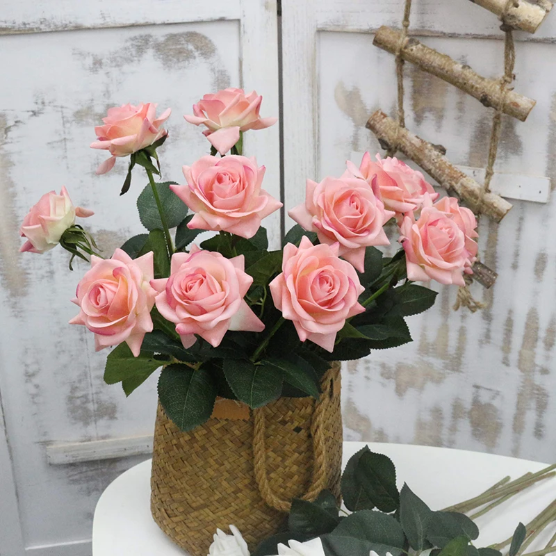 Simulation Rose Flowers Artificial Real Touch Hand Feel Latex Flower for Wedding Party Home Decorations Event Backdrop Props