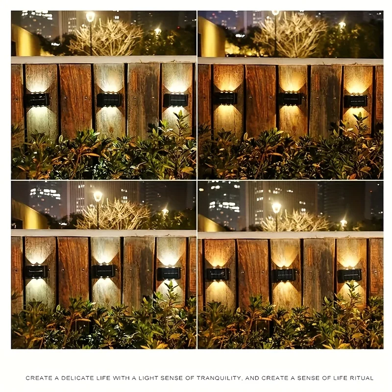 Outdoor Solar Wall Lamp Waterproof up down Lighting Garden Stair Fence Decorativ