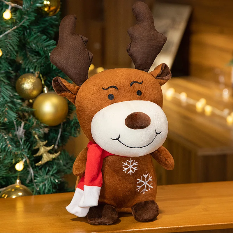 Plush Toys Christmas Tree Santa Pillow Soft Reindeer Stuffed Animal Cute Birthday Gift For Kids