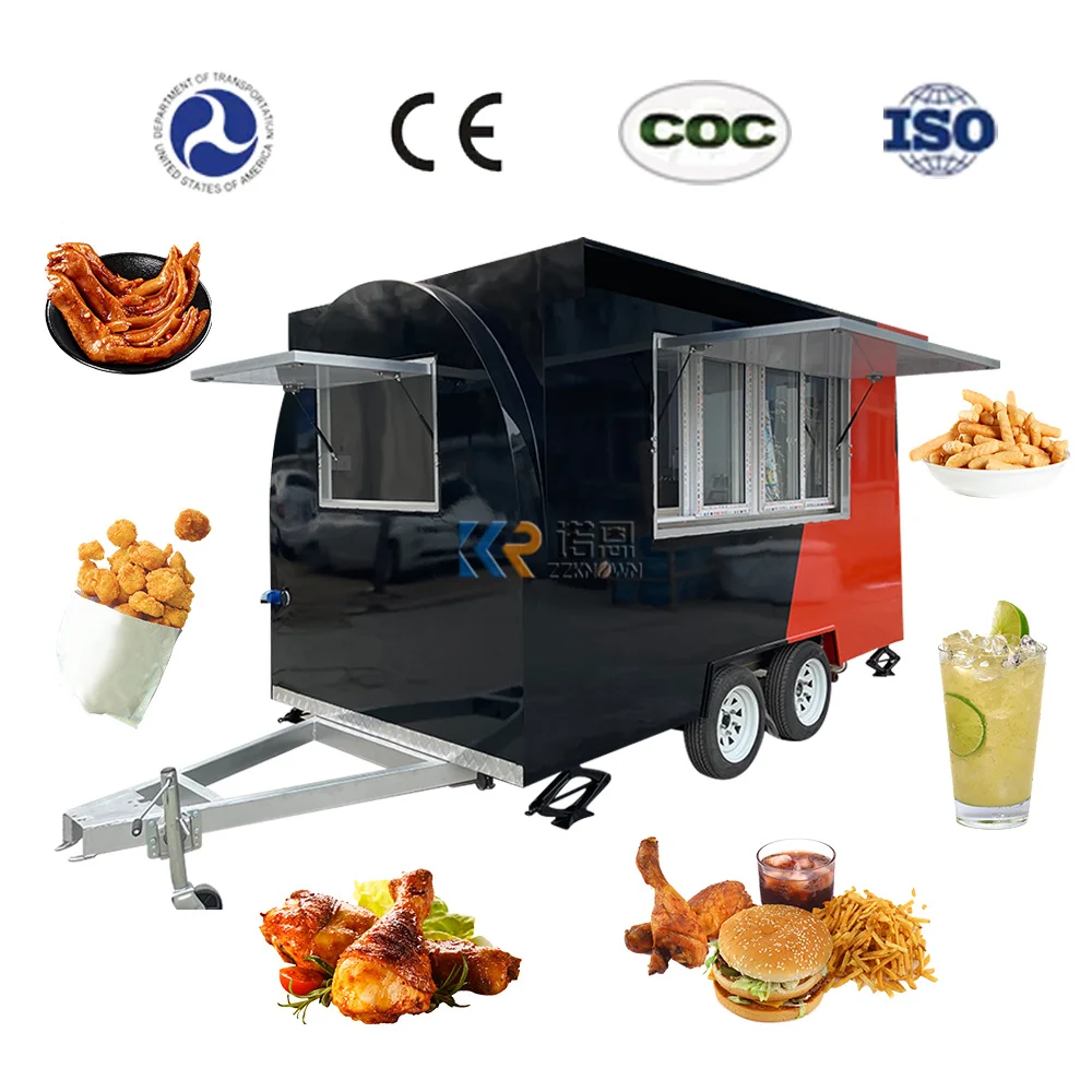 RecomFood Truck Street Mobile Snack Vending Cart Outdoor Kitchen Fast Food Trailer with CE and DOT outdoor dining cart stall handcart night market mobile snack dining cart stall commercial street small cart sales