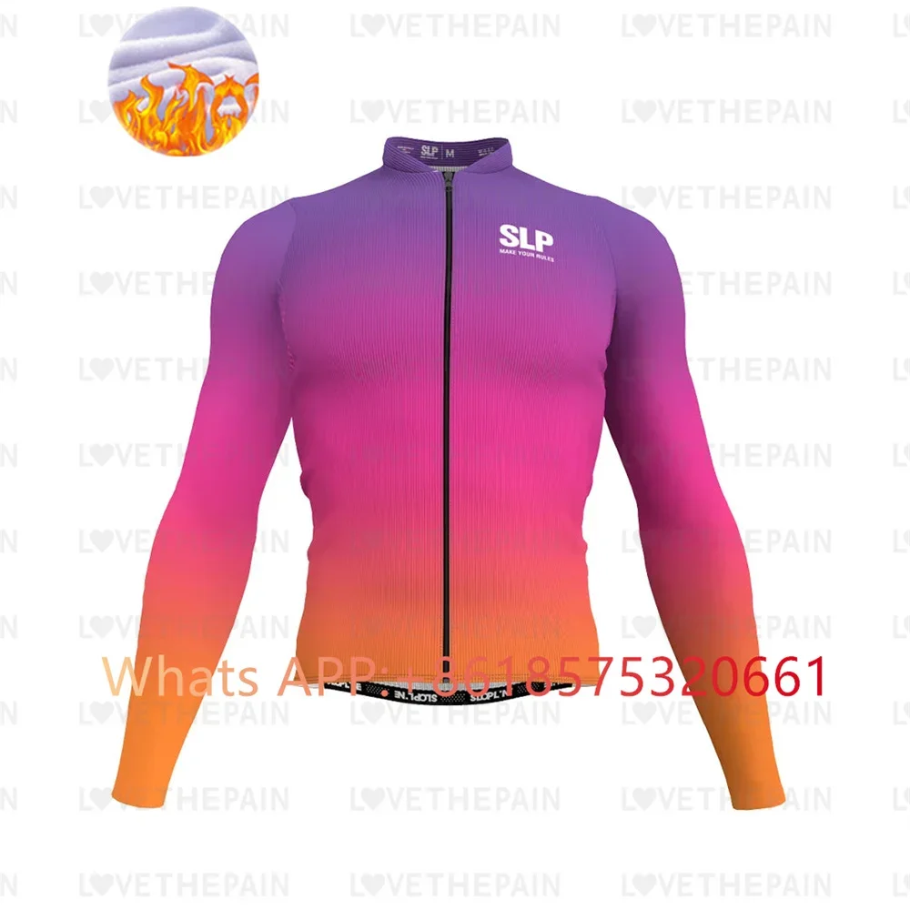 SLP Winter Thermal Fleece Cycling Jersey Top MTB Bike Outdoor slopline Men's Bicycle Clothing Long Sleeve Shirt Uniform