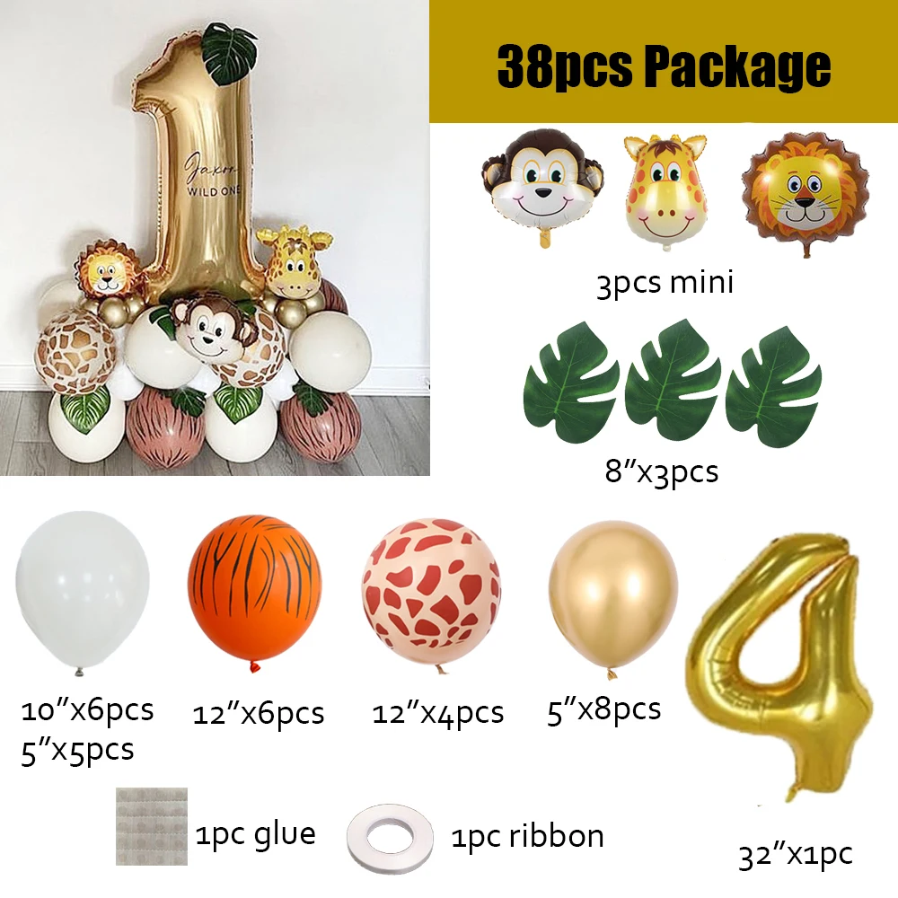 thumbnail image 1 of Juegos de vajilla desechable con diseño de animales de la jungla, manteles, vasos y platos para niños de 0 a 9 años, cumpleaños, baby shower, decoración para fiestas de safari, 1 of 5