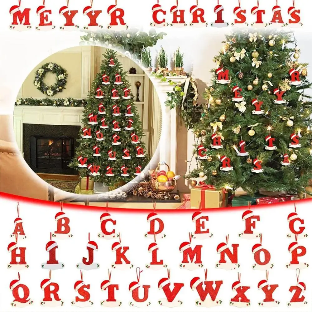 

26 Letter Christmas Acrylic Pendant Xmas Tree Drop Ornament Decoration For Home Kids Toys Gift Xmas New Year Decor Navidad X5d1