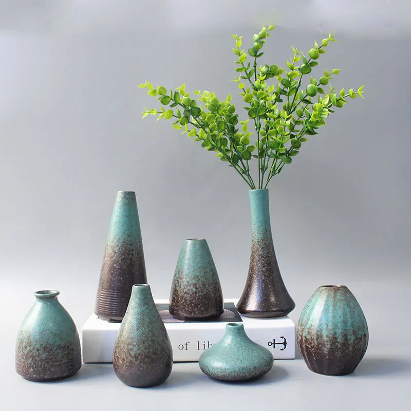 Simple vase retro ceramic flower arrangement vase ceramic ornaments