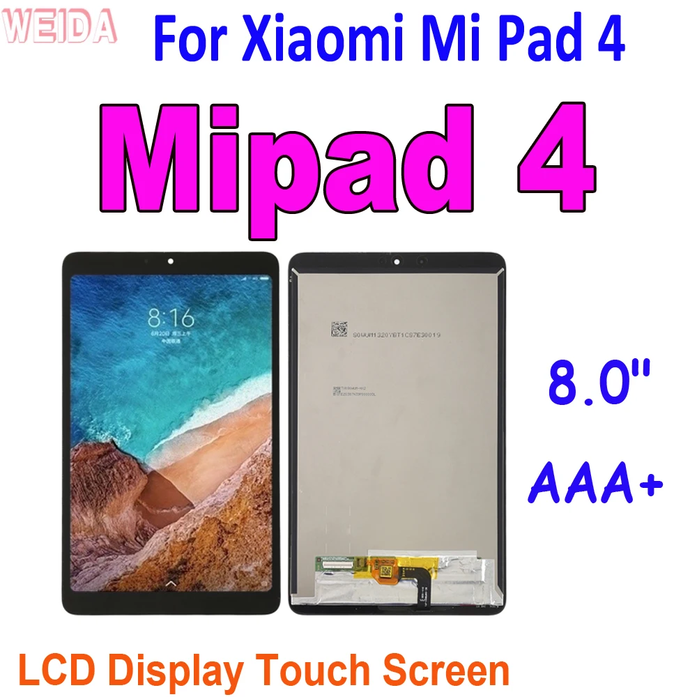 ЖК-дисплей 8,0 дюйма AAA + для Xiaomi Mi Pad 4 MiPad4 Mipad 4 MIUI, ЖК-дисплей, сенсорный экран, дигитайзер в сборе M1806D9E для Xiaomi MiPad4 LCD