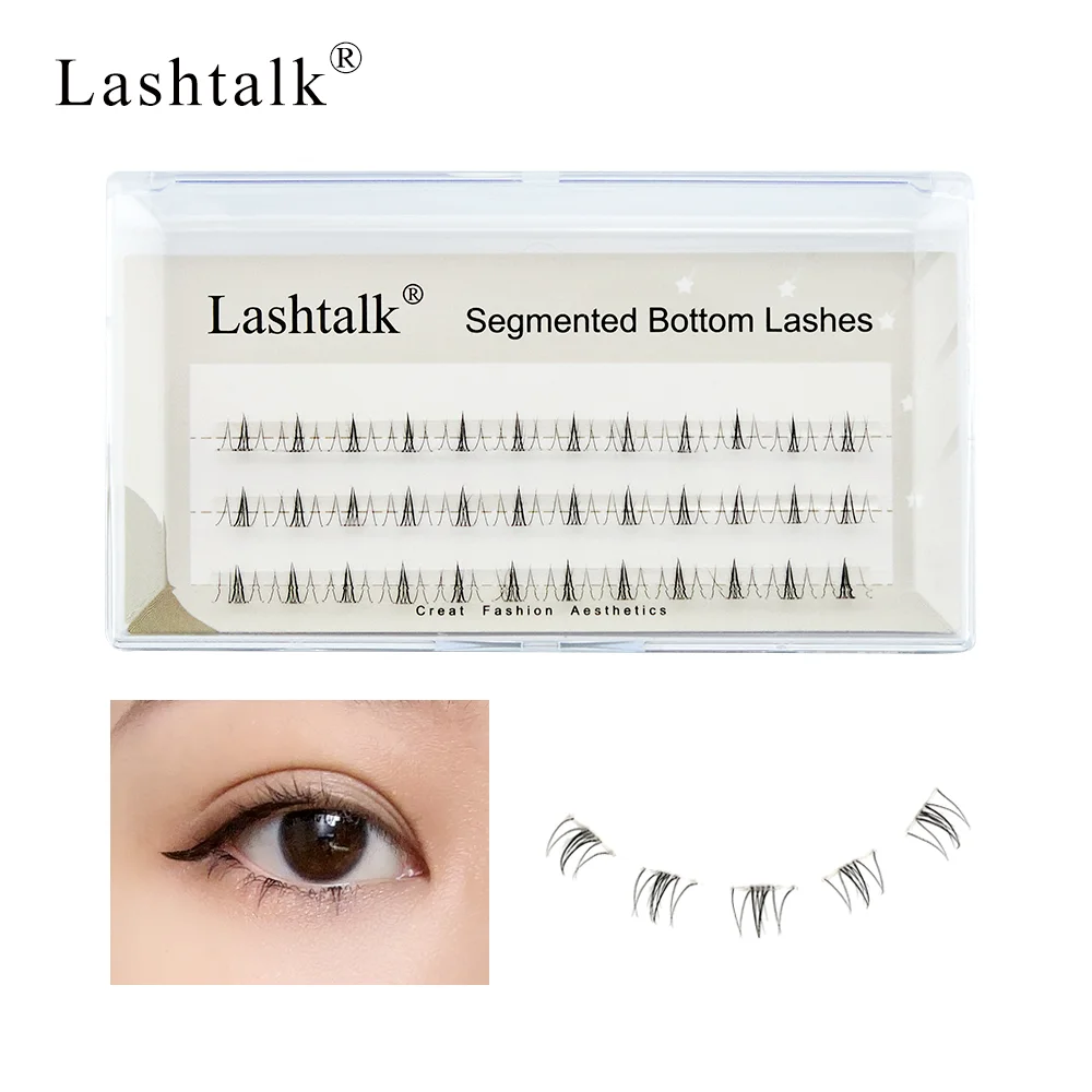 

Lashtalk DIY Handmade Lower Lashes Segmented Bottom Eyelashes 3D Natural Soft Transparent Stem 3 Rows 36 Clusters Makeup Tools