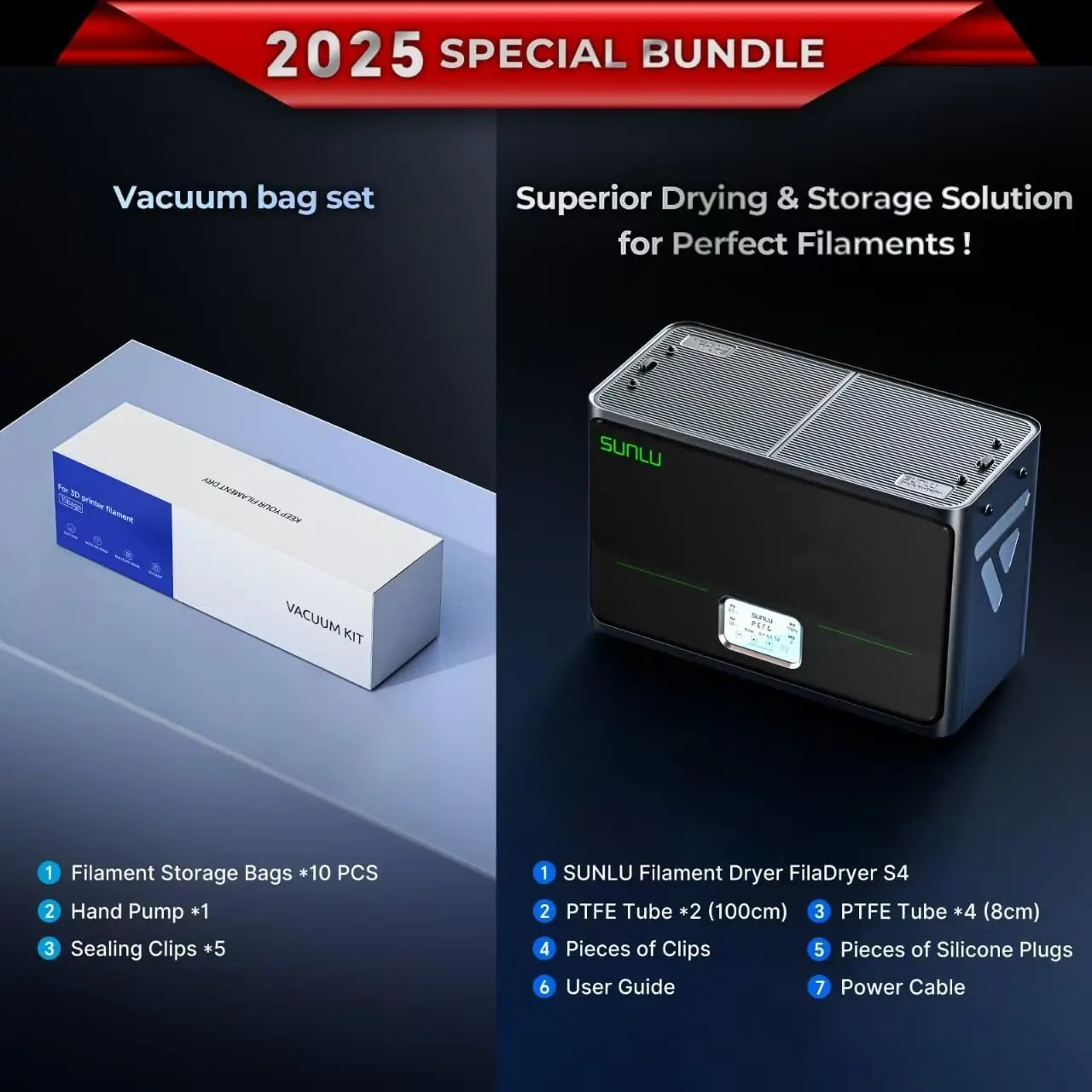 【2025 Special Bundle】Official Filament Dryer Box S4,Four-Spool 3D Printer Dehydrator with Rapid Heating