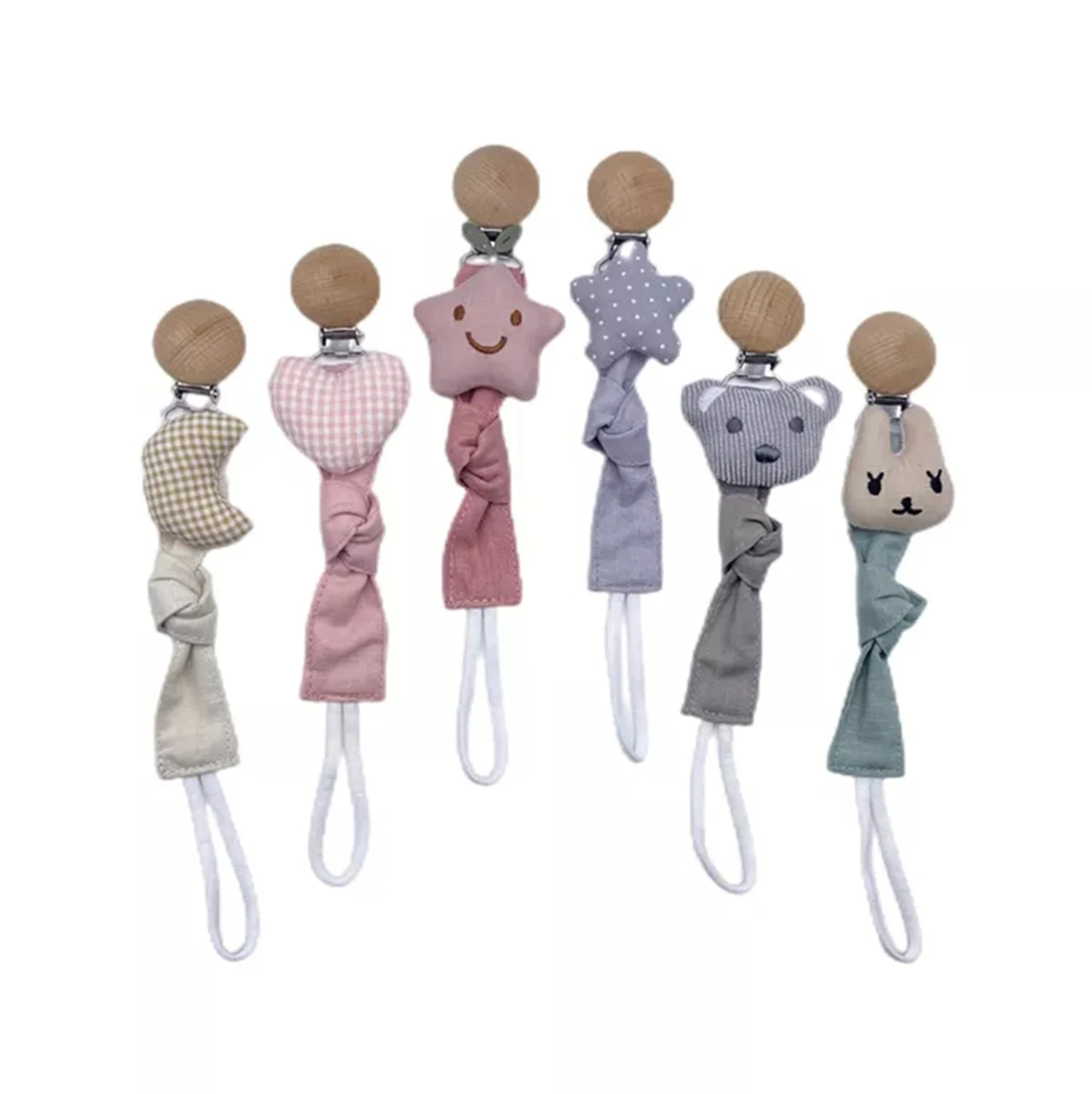 Pacifier Clip Baby Pacifier Clip Infant Newborn Cotton Wooden Pacifier Chain Nipple Soother Dummy Holder Eco-friendly Material