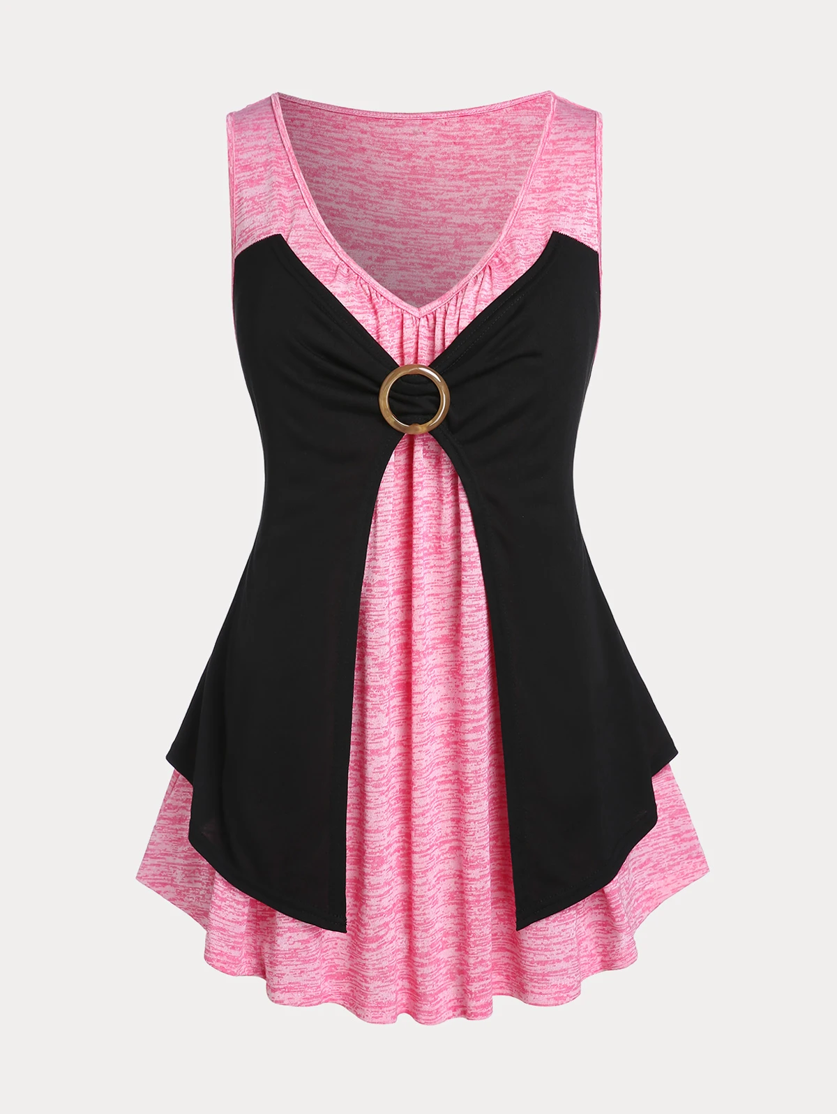 ROSEGAL Tops de color rosa claro 2 en 1 para mujer, blusas con Panel de  encaje, camisetas sin mangas de capas superpuestas, blusa para mujer,  Leggings| | - AliExpress