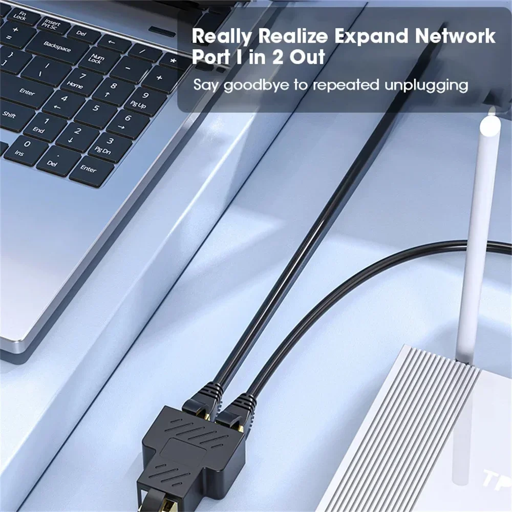 RJ45 Splitter 1 to 2 Ethernet Adapter Internet Network Cable Extender RJ45 Connector Coupler for PC TV Box Router 2