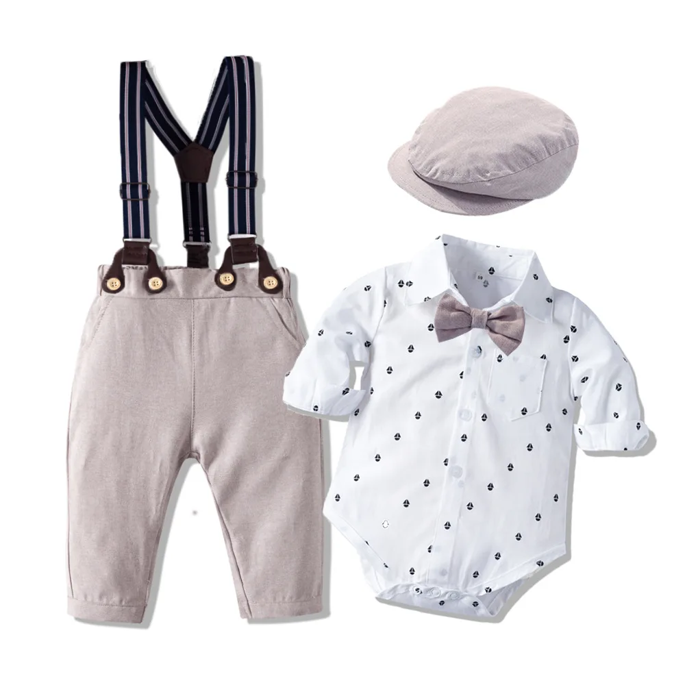 Romper Clothes Set For Baby Boy With Bow Hat Gentleman Striped Summer Suit With Bow Toddler Kid Bodysuit Set Infant Boy Clothing 1