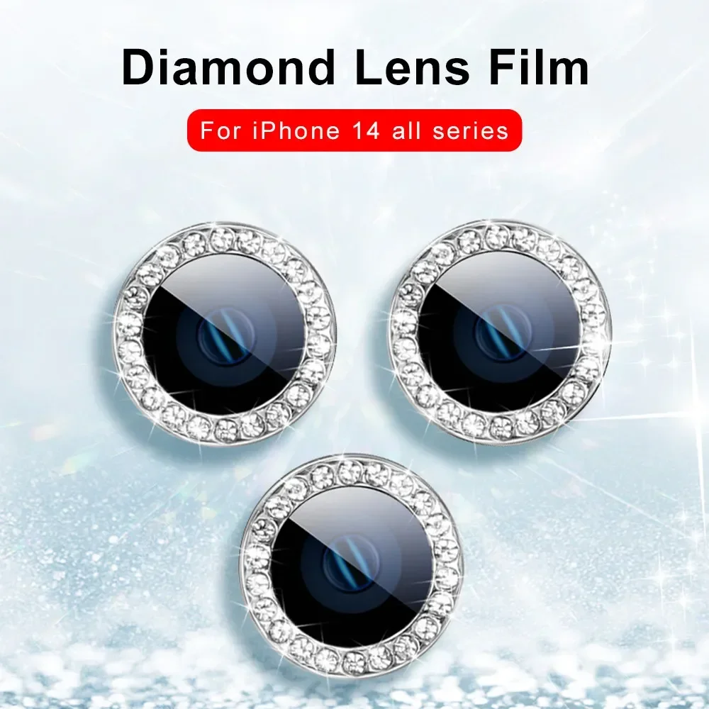 Premium 9D Rear Diamond Lens Protector with Tempered Glass and Ring Cover Case Film