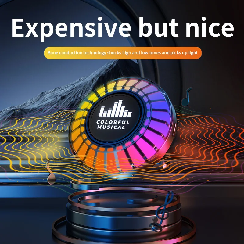 블루투스 골전도 사운드 리듬 라이트, 휴대용 미니 스피커, 실내 및 실외용 평평한 표면 흡착 가능, 24 색 