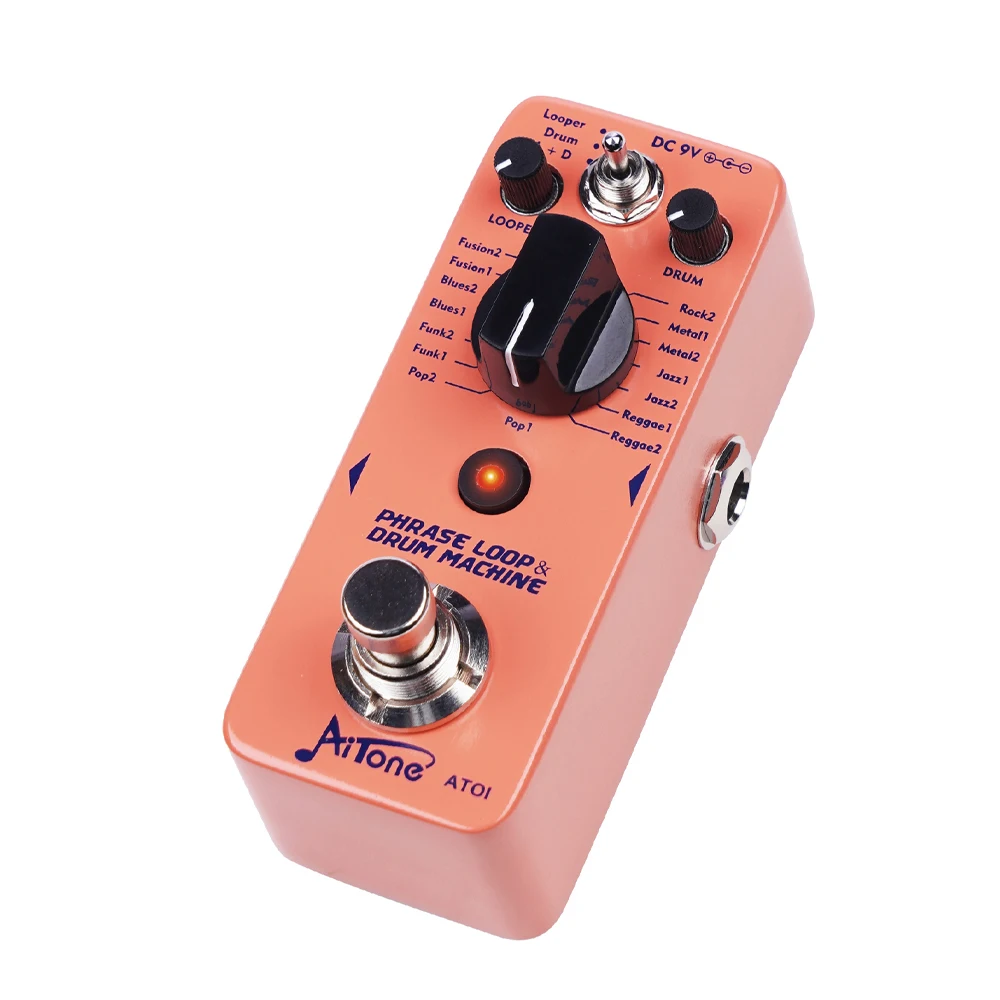 AITONE Series AT-01 Looper Pedal 8 Drum Styles 20 Minutes Looping Time Drum Mach