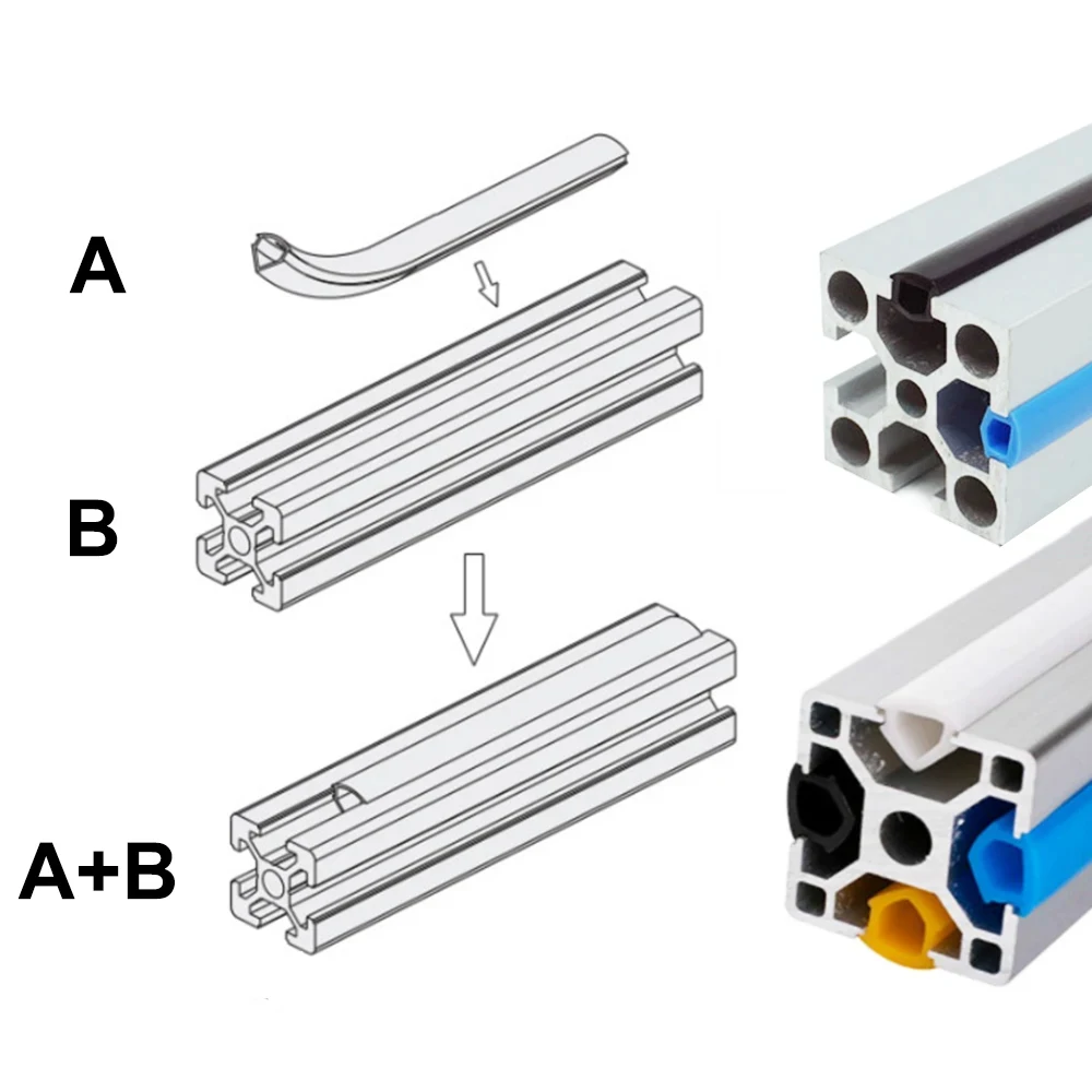 Flat Seal for 20/30/40/45/50/60 Series EU Aluminum Profile Soft Slot Cover/Panel 3D printer Extrusion 5/10 Meters 6mm/8mm/10mm sealing strip tape sealing strip rubber seal strip silicone seal strip