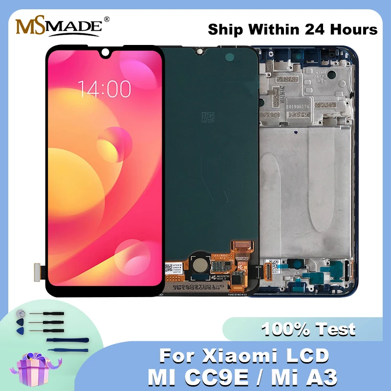 Oled/super Amoled Display Para Xiaomi Mi Cc9e Lcd Tela De Toque Digitador Assembléia Com Quadro - Foto 2
