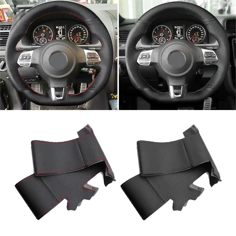

Косички на Автомобильное рулевое колесо для Golf 6 (VI) GTI MK6 2009-2014 Polo GTI Scirocco R Passat CC Tiguan R-Line кожаный чехол отделка