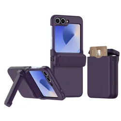 Versatile Folding Phone Case with Hinge Protection and Cushioning Shell for Galaxy Z Flip5 (Deep Purple)
