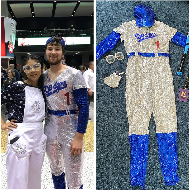 Rocketman Elton John Dodgers Cosplay Costume Baseball Uniform Jumpsuit Hat  Halloween Party Costumes Outfit for Women Men - AliExpress