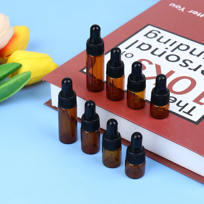 빈 투명 앰버 유리 스포이드 병, 피펫 리필 가능한 에센셜 오일, 여행 병, 메이크업 용기, 1ml, 2ml, 3ml, 10 개