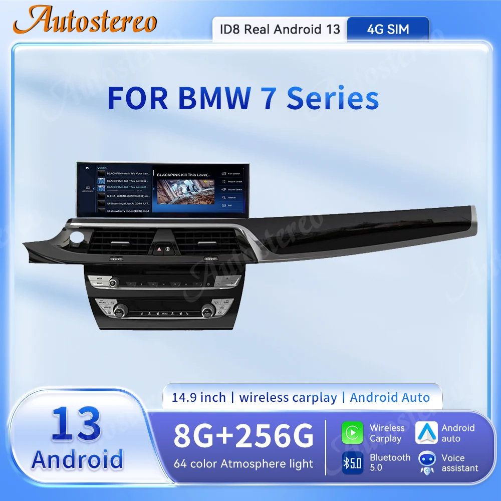 ID8 14.9 Inch Android 14 Carplay 4G For BMW 7 Series F01 F02 F03 Car Multimedia