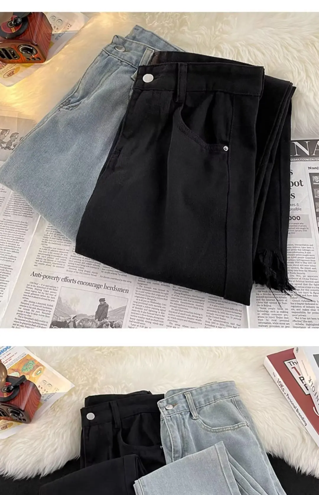 Description Picture 6 of itemTrendy Hong Kong Style Men's Summer New Jeans 2024 Unique Fringe Hip Hop Ins Trendy High Street Biker Trousers