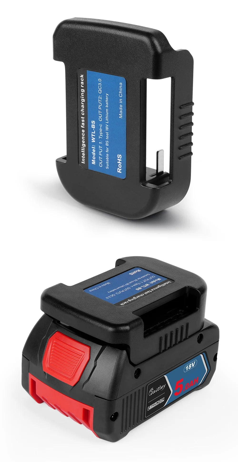 Adapter for BOSCH 18V battery with dual output Convert to power bank fast chargi