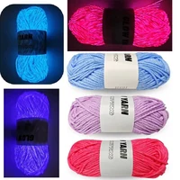 2025 Novel Functional Yarn Glow In The Dark Polyester Luminous Chunky Yarn 2mm for Hand Knitting Carpet Sweater Hat Wool Yarn 1