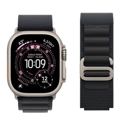 Enhanced Alpine Loop Watch Band - Premium Strap Bracelet Collection - 44 45 46 49 mm (Black Black S)