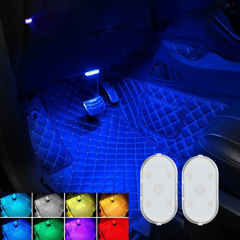 

Car Interior Portable Mini Foot Light Lights Roof Touch Sensor Reading Light With Usb Charging Double-sided Tape