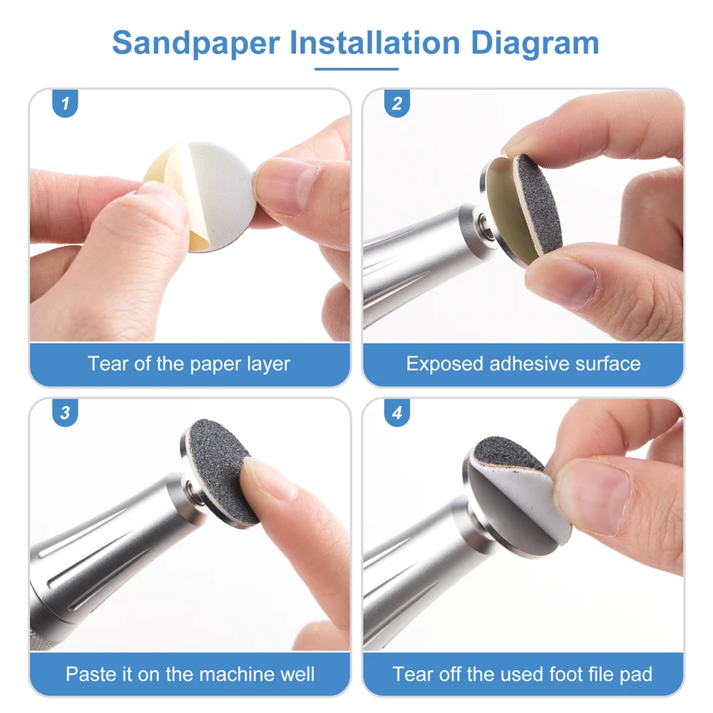 금속 깍지 포함 샌딩 페이퍼, 각질 굳은살 제거, 큐티클 도구, TP 20mm, 상자당 60 개