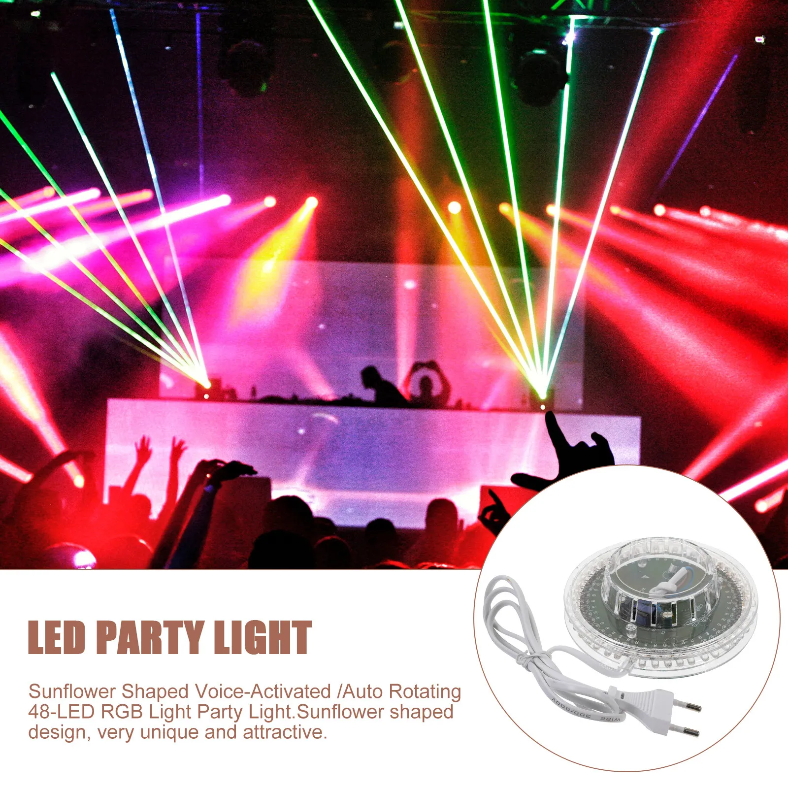 48-LED 해바라기 RGB LED 파티 조명, 자동 사운드 활성화 DJ 조명 효과 (볼룸, 무대, 클럽, 바, 디스코, KTV, 가정용)