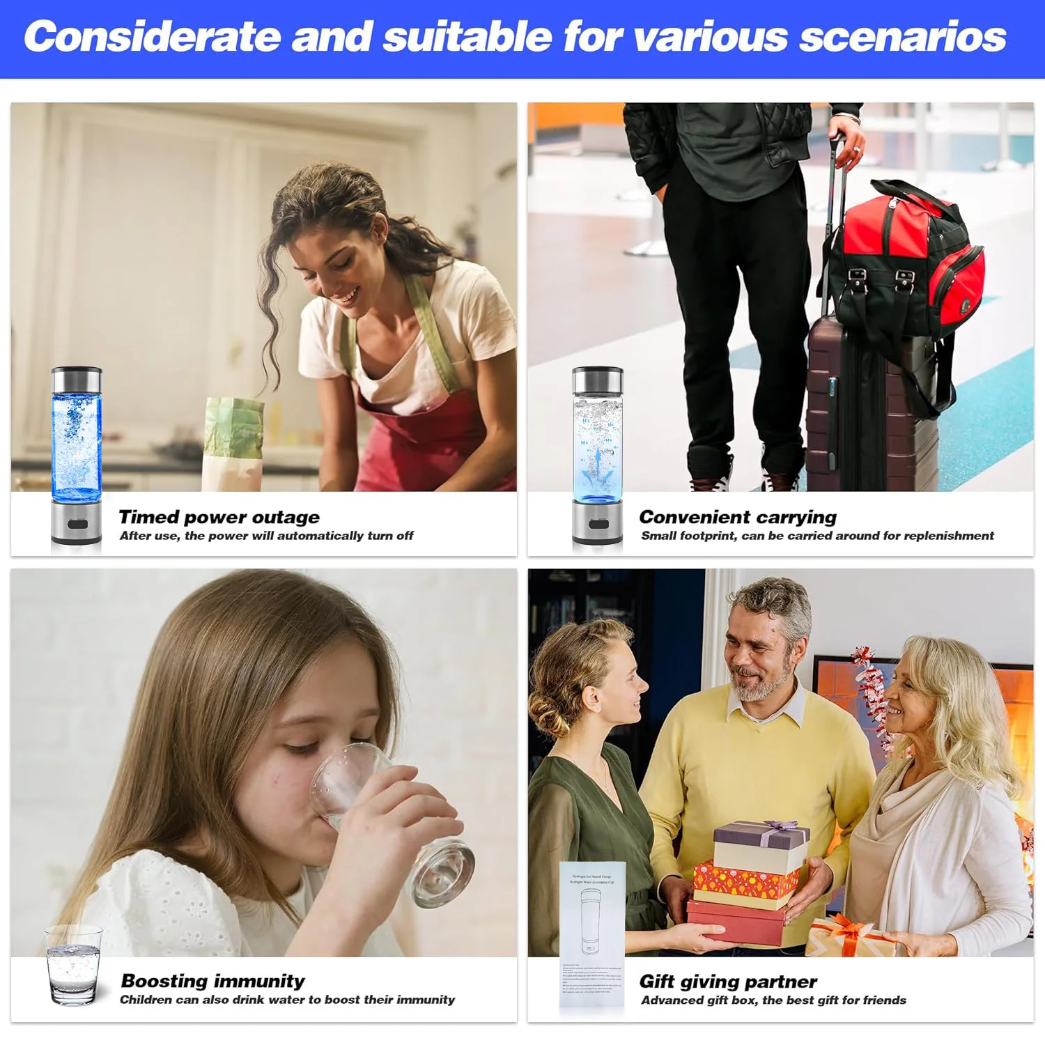 400ml Portable Hydrogen Water Bottle Quality Filter ion Hydrogen Water Antioxidant Lonizer Improve Quality in 3 Minutes