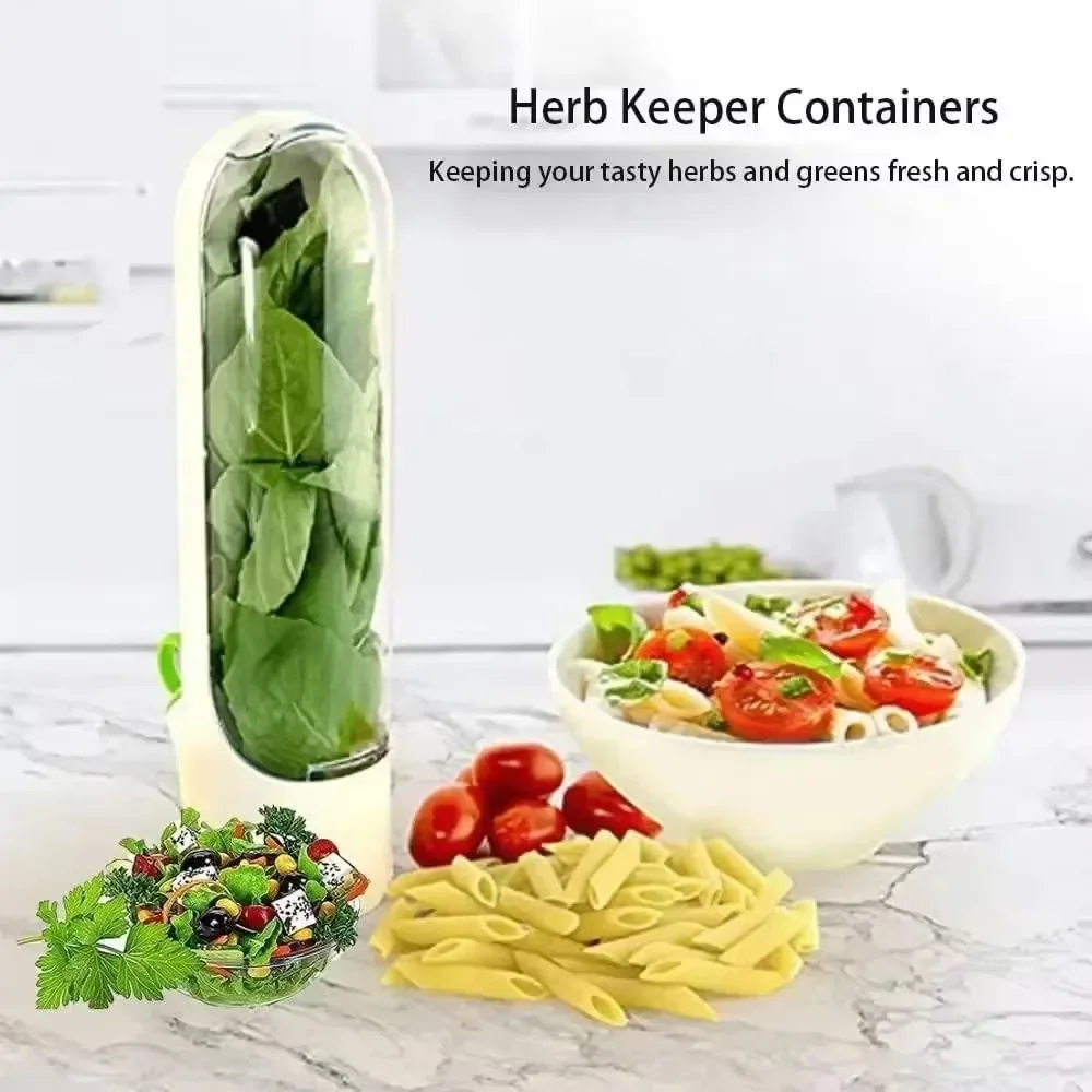 Herb Saver Herb Storage Keeps Greens Vegetables Fresh Keeper Clear Spice Fridge Preserver Storage kitchen storage box