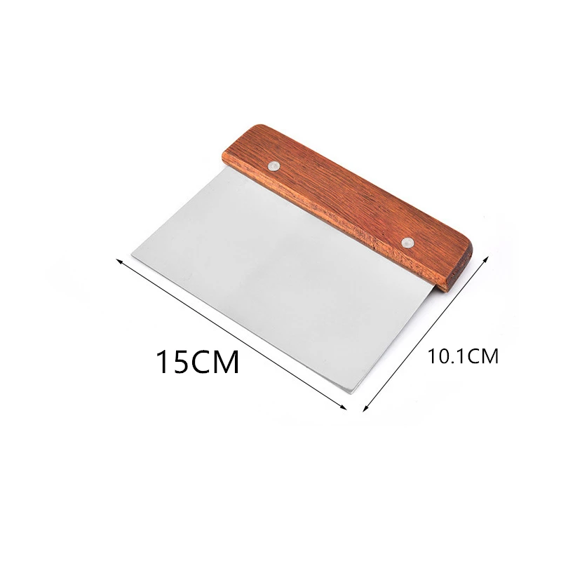 Stainless Steel Dough Cutter Wooden Handle Pastry Spatula Multifunctional Non-stick Bread Flour Scrapper Kitchen Baking Tools dough scraper dough cutter