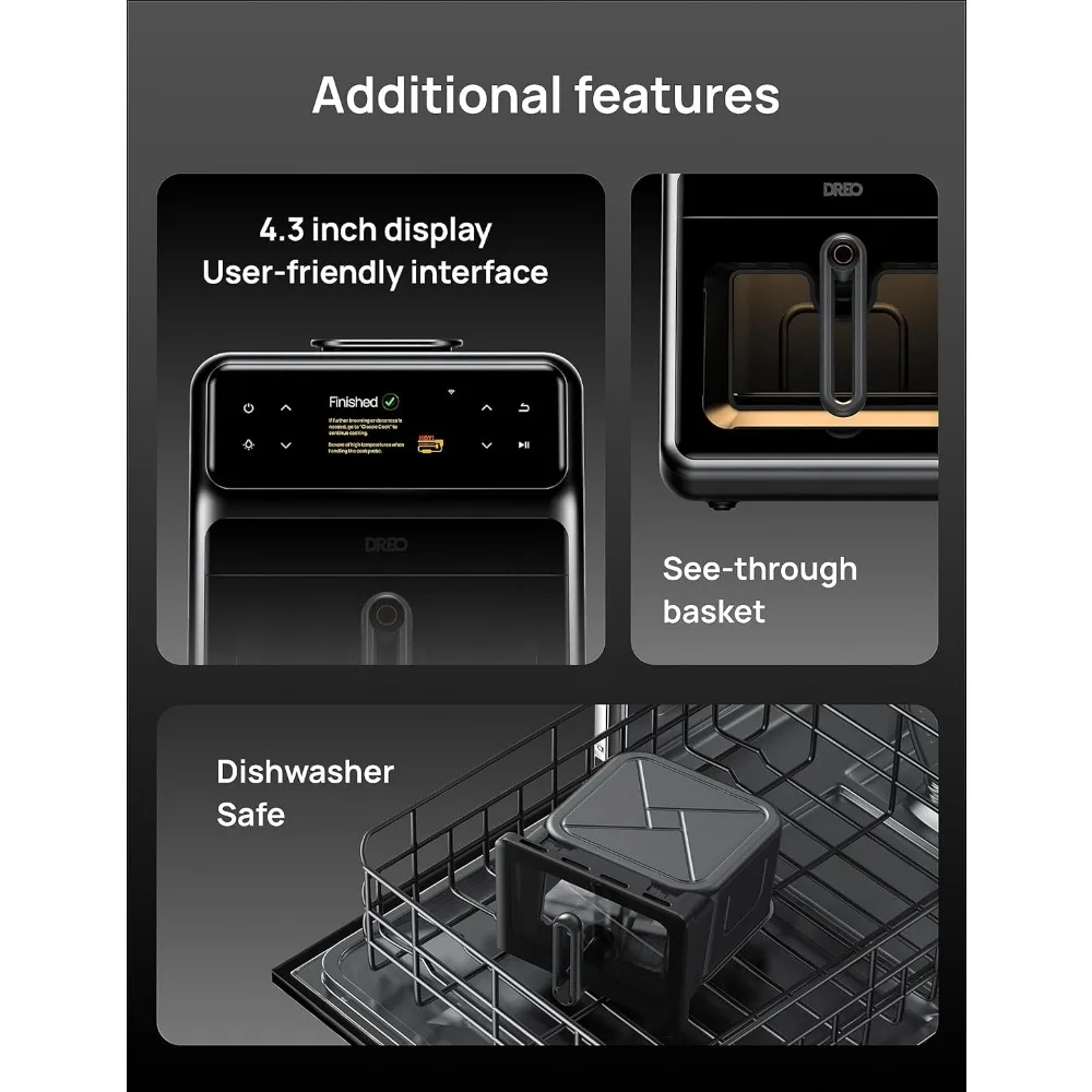 Smart Air Fryer Cooker with Cook probe, Water Atomizer, 3 professional cooking modes, 6 QT,Stainless Steel 5