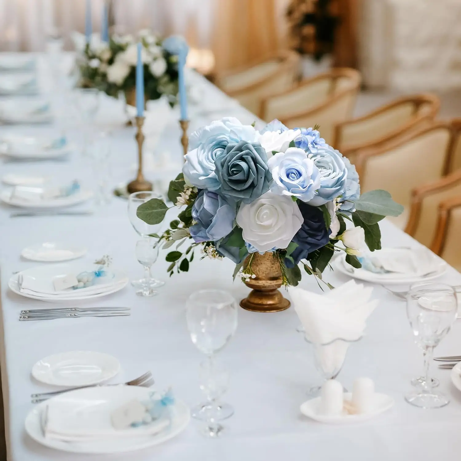 BAZIGA Fiori Artificiali, Set di scatole combinate di Fiori Artificiali di Rose Bianche e Verdi per Bouquet da Sposa Fai da Te Decorazioni per Feste
