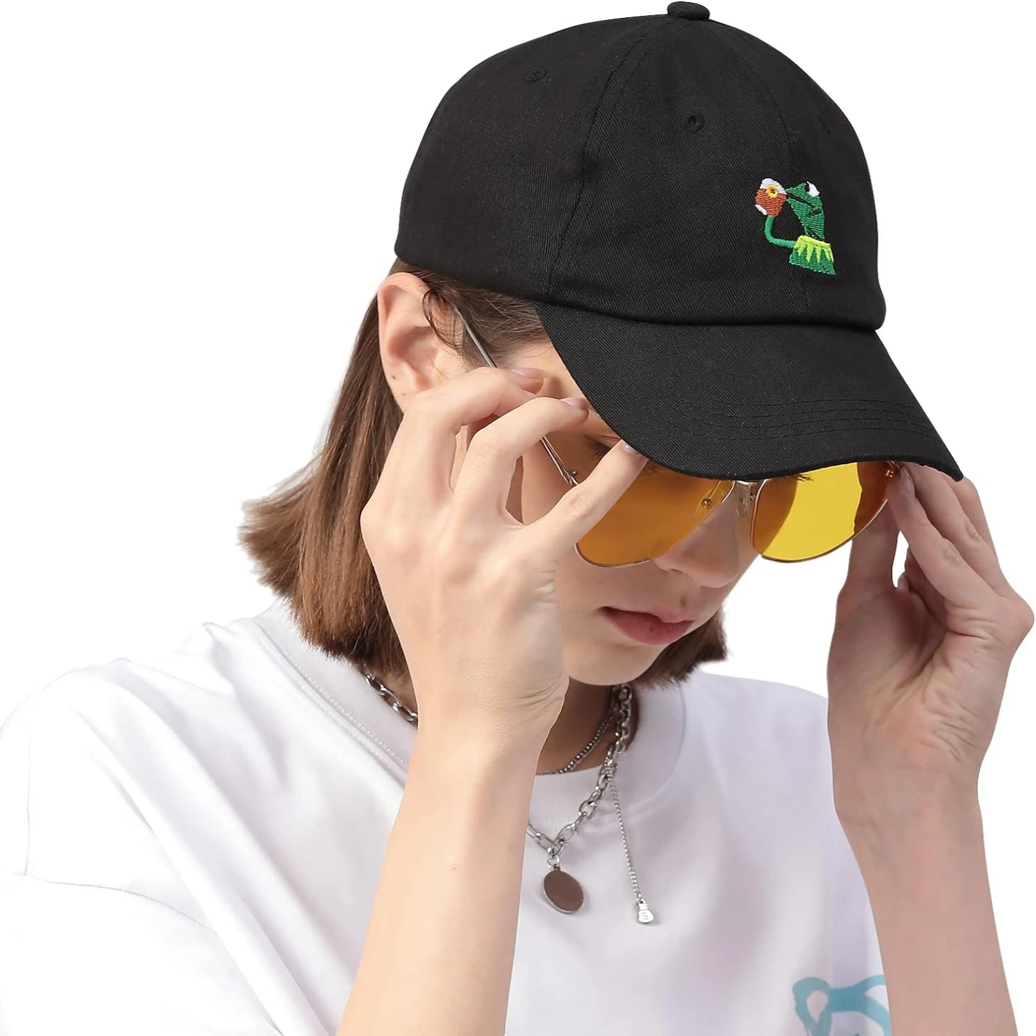 Upgrade your closet with a chic, elegant, and fashionable Embroidered Kermit The Frog Classic Baseball Dad Trucker Hat-Providi