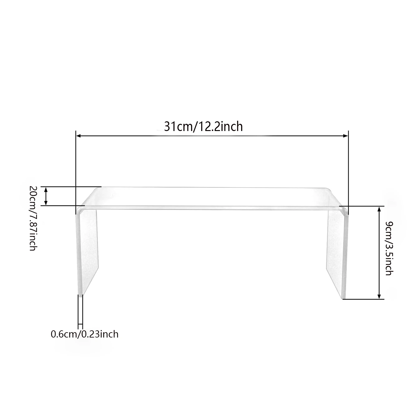 아크릴 모니터 스탠드, 노트북 리프트 - 견고한 플랫폼을 갖춘 투명 PC 스탠드, 홈 오피스, 키보드 및 마우스 보관에 적합
