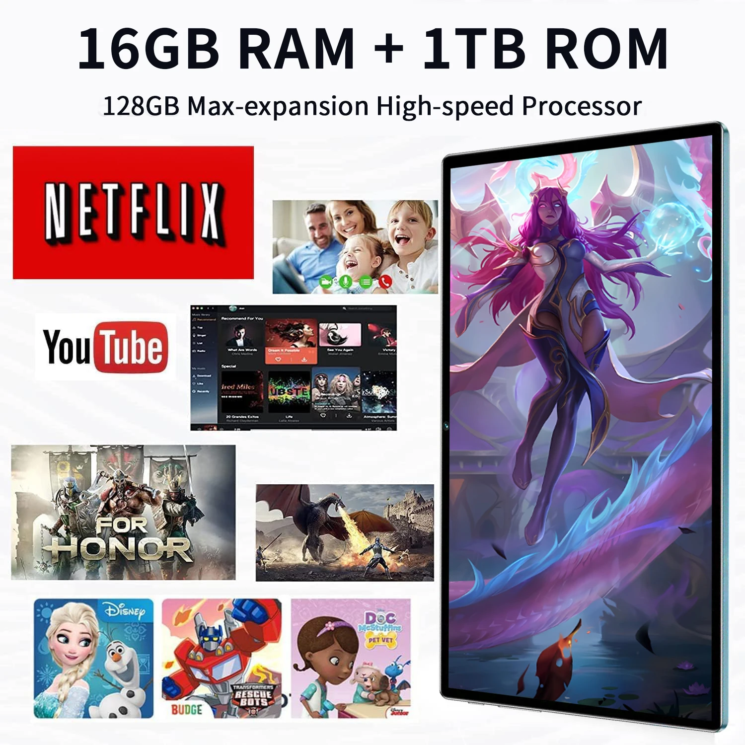 Tablette 5G Android 2024, 10.1 pouces, 16 Go de RAM, 1 To, Dean, WiFi, 12.0 mAh, 10 cœurs, réseau Bluetooth, nouvelle version globale, 8800