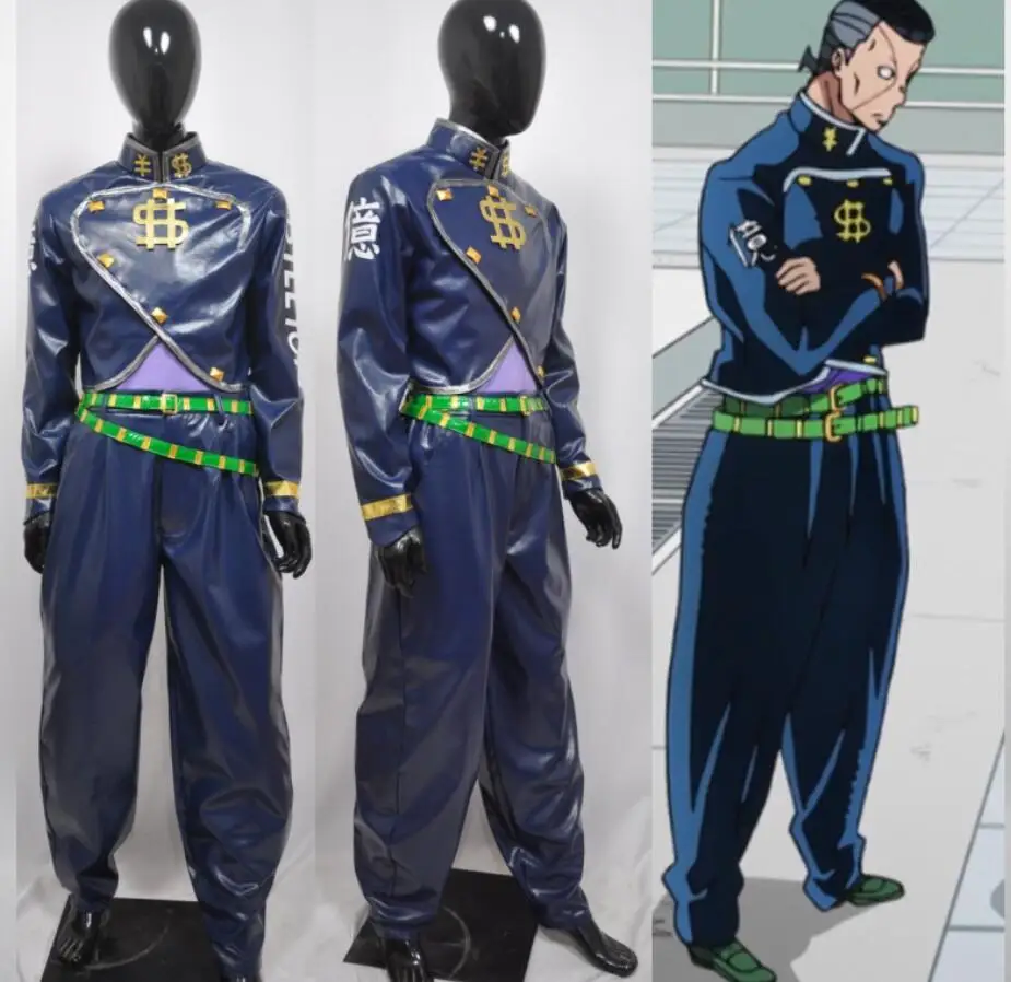 

Anime Cosplay Adventure Part 4 Nijimura Okuyasu Cosplay Costumes Leather Coat Top Pants Belt Suit Man Women Uniform Halloween
