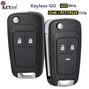Keyforkess 433MHz ID46 / PCF7952E Chip Keyless- Go Flip Remote Key Fob per Opel/Vauxhall Astra J, Zafira C,Insignia Mokka,Cascada