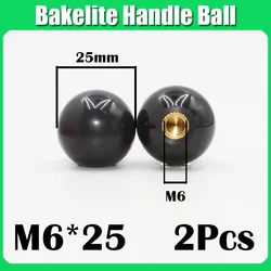 Black and Red Round Bakelite Resin Knob with Copper Core for Furniture or Machine Tools (M6 - 25 black)