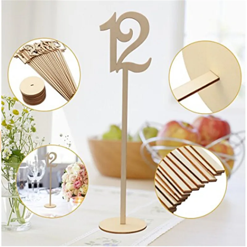 Wedding Table Numbers Seat Cards Table Number Signs Place Holder Wedding Number Cards For Party Decoration 10Pcs wooden wedding supplies,mini paper party decorations