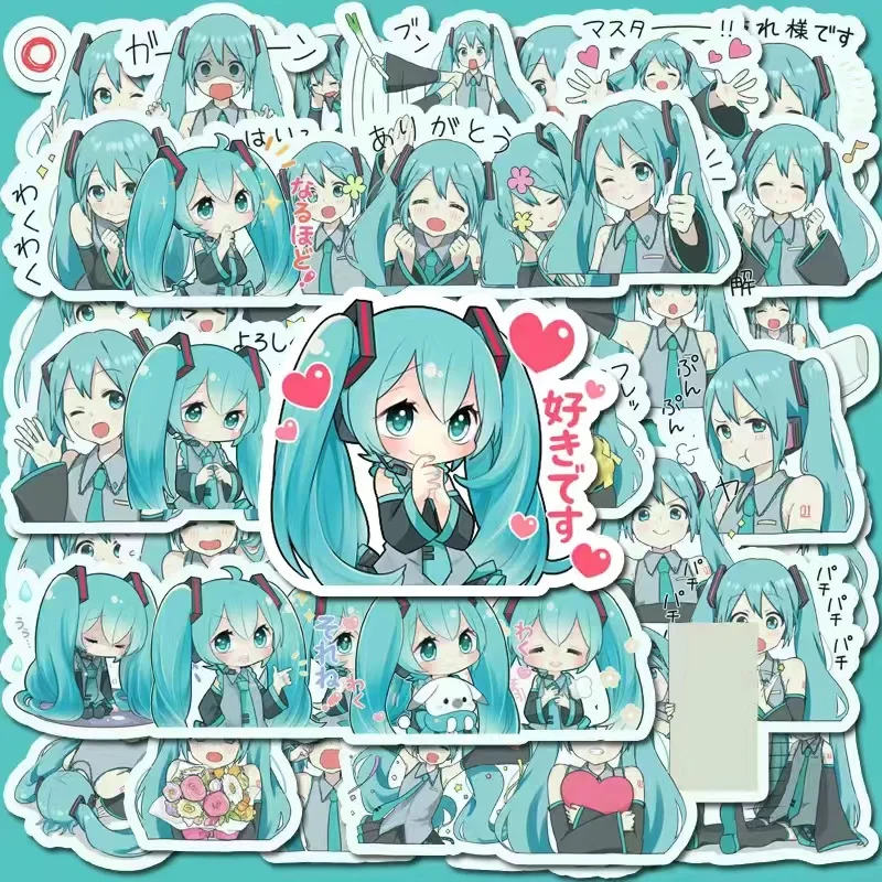 40-70 Pz Versione Q Hatsune Miku Adesivi Espressione Carina Anime Cartoon Computer Tazza D'Acqua Ipad Manuale Adesivi Fai Da Te Impermeabili