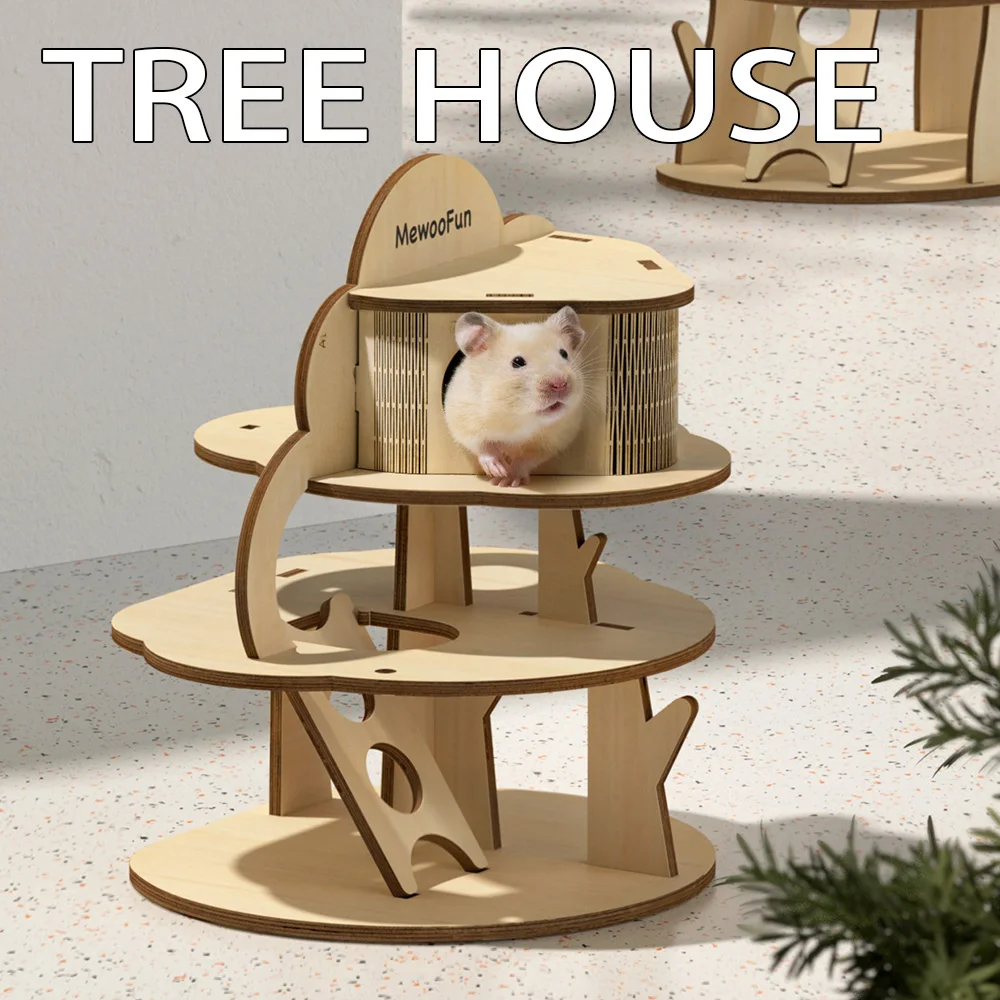 HamsterCageGuineaPigTreeHouseVillaSquirrelClimbingShelterToy