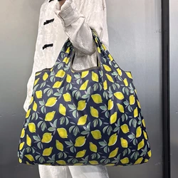 Large Capacity Lightweight Tote Bag with Printed Pattern - Foldable Outdoor & Travel Satchel (Honeydew)