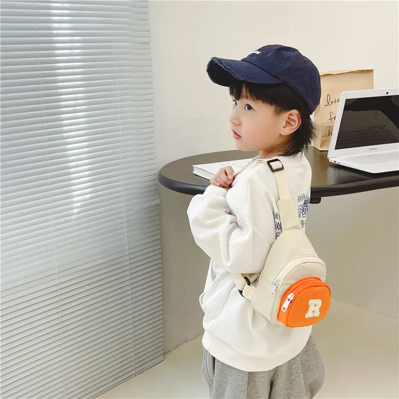 Children's Embroidered Letter Shoulder Bags Casual Girls Boys Kids Chest Bag Coin Purse Nylon Zipper Crossbody Bags 4