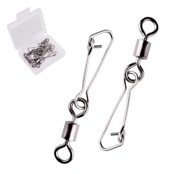 10pcs/box Stainless Steel Fishing Connector Swivels Fishhook Lure Accessories 1