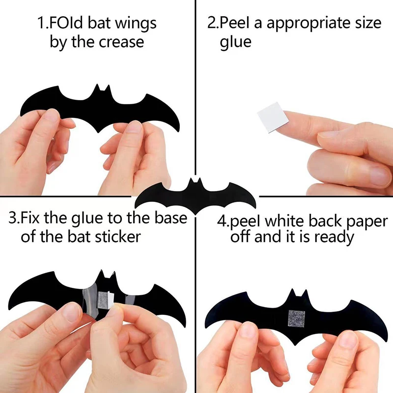 12/48 Stück Halloween DIY 3D Schwarz Halloween Fledermaus Wandaufkleber für Inneneinrichtung Heimdekoration Halloween Party Atmosphäre Zubehör – Detail 2